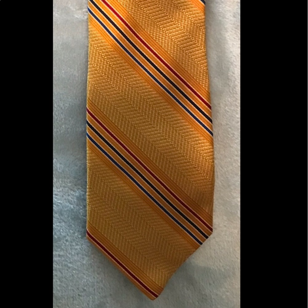 Jos. A. Bank Yellow Tie with Red & Blue Stripes